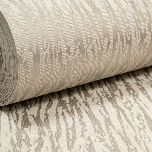 Metro Lane Neutral Taupe Metallic Silver Wallpaper Zebra Stripe